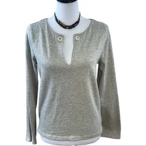 J Crew Gray Long Sleeve Cotton Top Medium